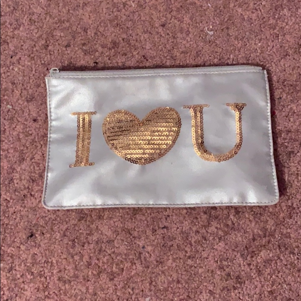 I ❤️ U sequined cosmetic bag